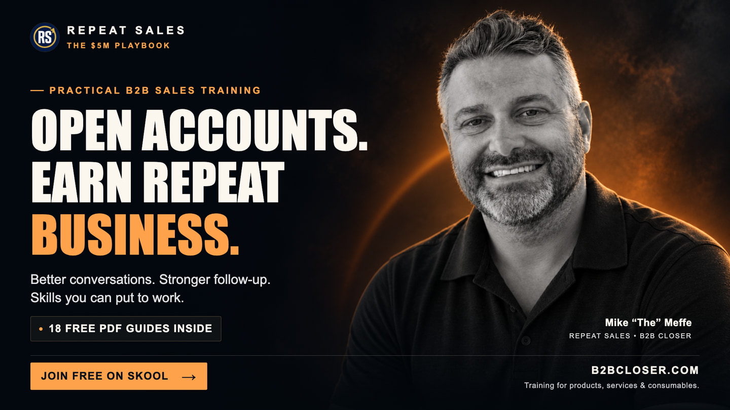 Open accounts. Earn repeat business. 18 free PDF guides inside Repeat Sales.